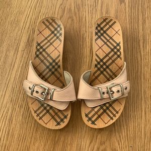 Burberry wooden platform sandals